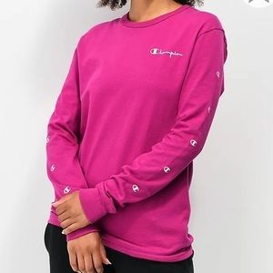 Pink Champion long sleeve tee women’s small